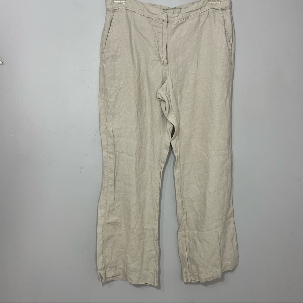 Vintage Chico's Tan Linen Pants Casual Summer Slacks Relaxed Fit Trousers Vacay - Picture 8 of 8